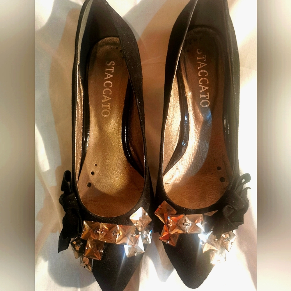 Staccato black suede pumps